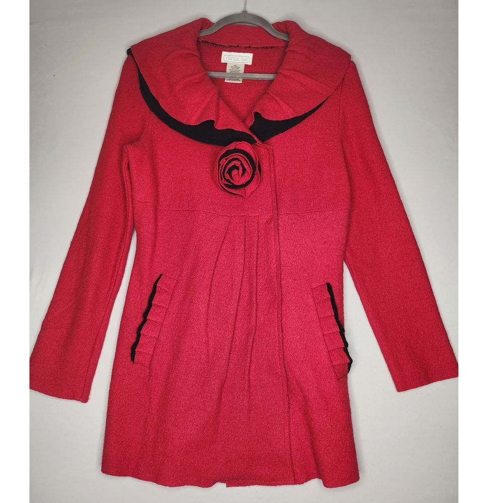 Vintage Mandal‎ Bay wool blend Coat Small pleated shawl collar Slit side pockets